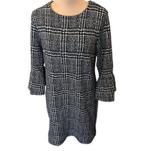 Banana Republic Factory Womens Dress Size Medium Bell Sleeve houndstooth Office